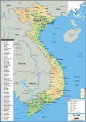 Vietnam Physical Wall Map