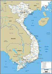 Vietnam Road Wall Map