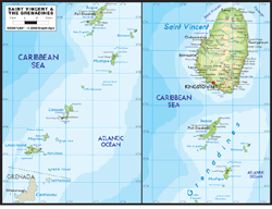 Vincent Grenadines Physical Wall Map