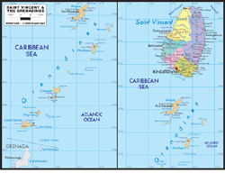 Vincent Grenadines Political Wall Map