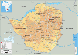 Zimbabwe Physical Wall Map