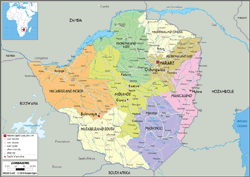 Zimbabwe political Wall Map