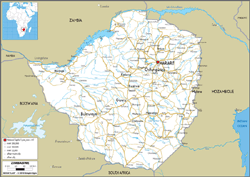 Zimbabwe Road Wall Map