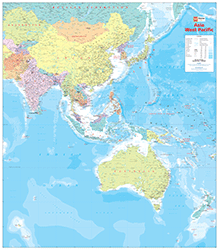 Asia West Pacific Wall Map HEMA Maps