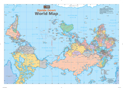 Upside Down World Wall Map by HEMA Maps