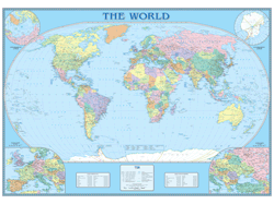 Atlantic Centred World Wall Maps by HEMA Maps