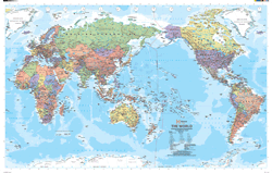 Pacific Centred World Wall Maps by HEMA Maps