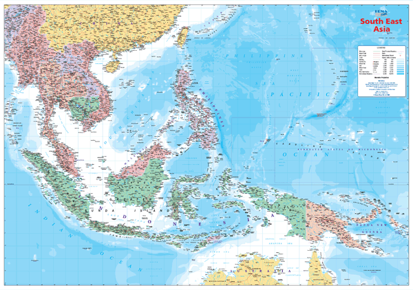 South East Asia Political Laminated Wall Map Global Mapping Images And Photos Finder