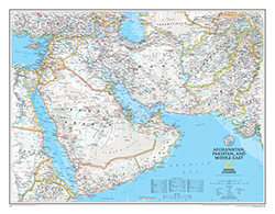 Afghanistan, Pakistan, and Middle East Wall Map