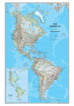 The Americas Political Wall Maps by National Geographic