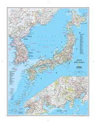 Japan/Korea Political Wall Map