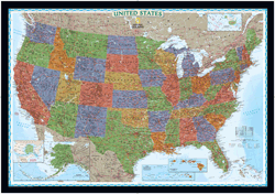 US Political Wall Map (bright-colored)