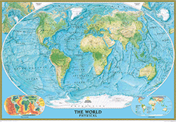 World Physical Ocean Floor Wall Maps by National Geographic