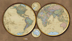 World Hemispheres Wall Map National Geographic