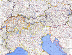 Alps Political 1965 Wall Maps by National Geographic