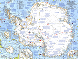 Antarctica 1963 Wall Map National Geographic