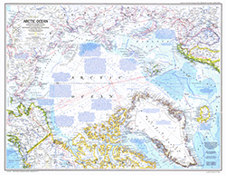 Arctic Ocean Wall Map 1983 National Geographic