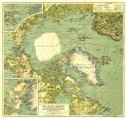 Arctic Regions 1925 Wall Map National Geographic