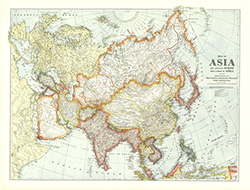 Asia 1921 Wall Map National Geographic