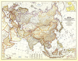 Asia 1951 Wall Map National Geographic