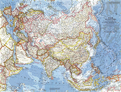 Asia 1959 Wall Map National Geographic