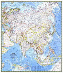 Asia 1971 Wall Map National Geographic