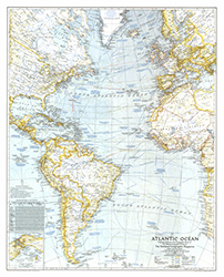 Atlantic Ocean 1941 Wall Maps by National Geographic