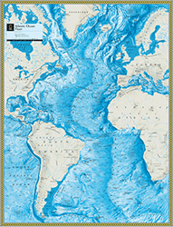 Atlantic Ocean Floor Wall Map