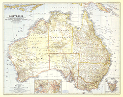 Australia 1948 Wall Map National Geographic