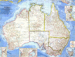 Australia 1963 Wall Maps by National Geographic