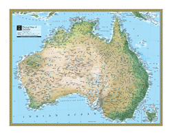 Australia Physical Wall Maps by National Geographic