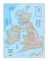 Britian and Ireland Wall Map National Geographic