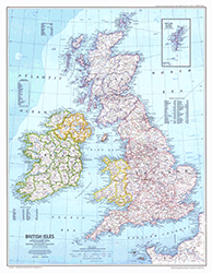 British Isles 1979 Wall Map National Geographic