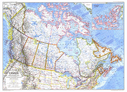 Canada 1972 Wall Map National Geographic
