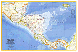 Central America 1973 Wall Map National Geographic