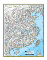 China Coast Wall Map National Geographic