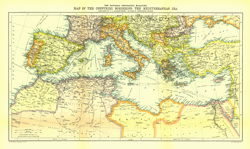 Countries bordering the Mediterranean Wall Map