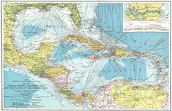 Cuba and Puerto Rico 1913 Wall Map National Geographic