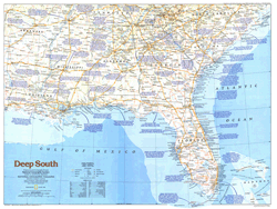 Deep South US 1983 Wall Map