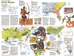 Deep South US 1983 Wall Map National Geographic