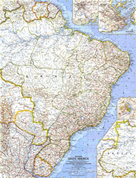 Eastern South America 1962 Wall Maps by National Geographic