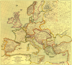 Europe 1915 Wall Map National Geographic