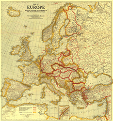 Europe 1921 Wall Map National Geographic