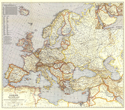 Europe 1940 Wall Map National Geographic