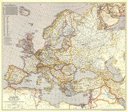 Europe 1943 Wall Map National Geographic