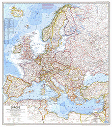 Europe 1969 Wall Map National Geographic
