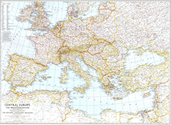 Europe and the Mediterranean 1939 Wall Map