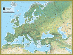 Europe Physical Wall Maps by National Geographic