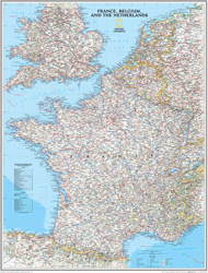 France Belgium and Netherlands Wall Maps by National Geographic