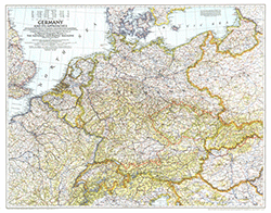 Germany and its Approaches 1944 Wall Map National Geographic